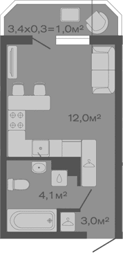 Продается 1-комн. квартира, 19.1 м²