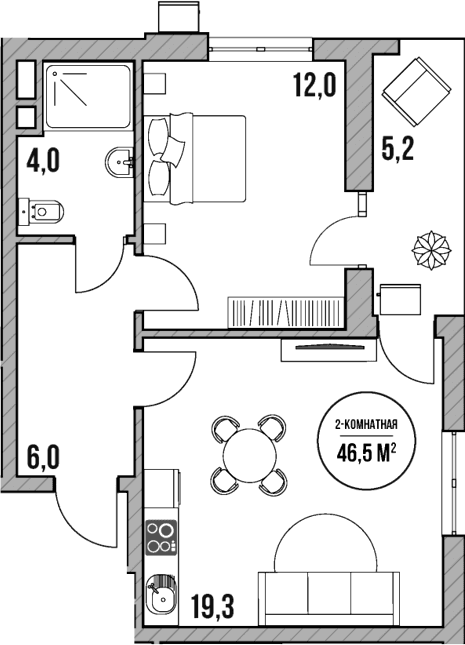 Продается 2-комн. квартира, 41.3 м²