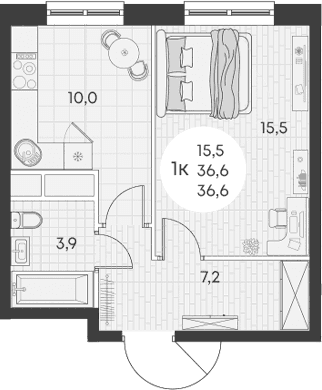 Продается 1-комн. квартира, 36.6 м²