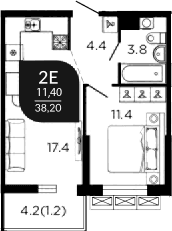 Продается 2-комн. квартира, 38.3 м²