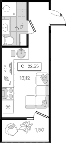 Продается 1-комн. квартира, 21.05 м²