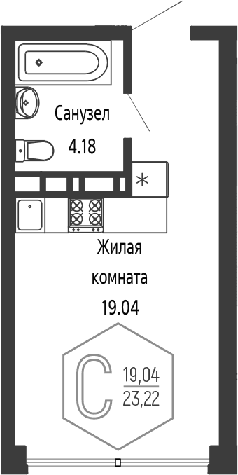 Продается 1-комн. квартира, 23.22 м²