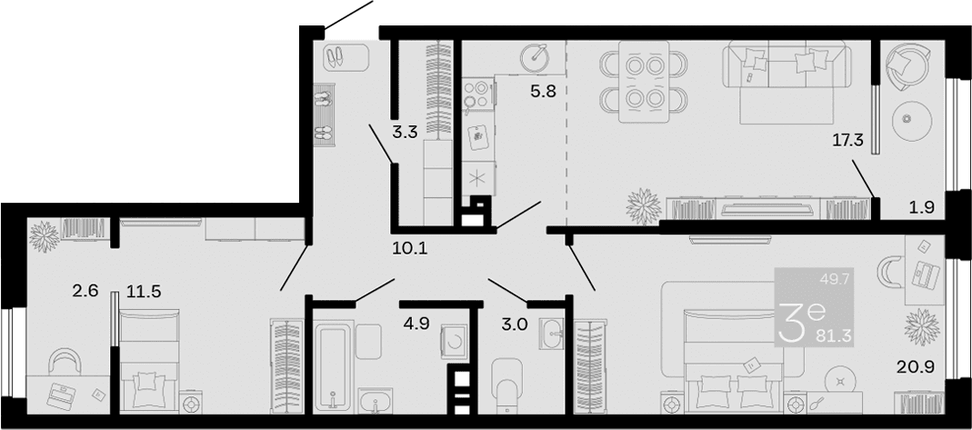 Продается 3-комн. квартира, 76.8 м²