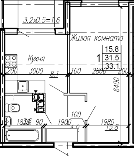 Продается 1-комн. квартира, 31.5 м²