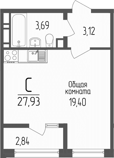 Продается 1-комн. квартира, 26.21 м²