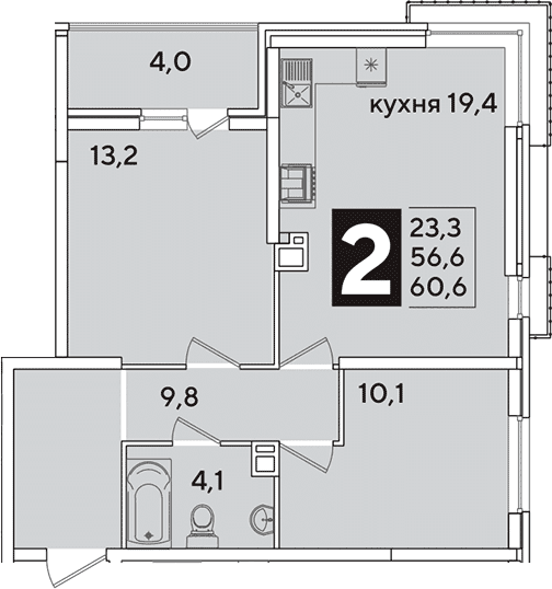 Продается 3-комн. квартира, 56.6 м²