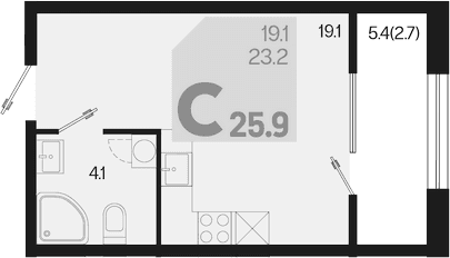 Продается 1-комн. квартира, 23.2 м²