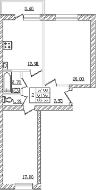 Продается 2-комн. квартира, 59.6 м²