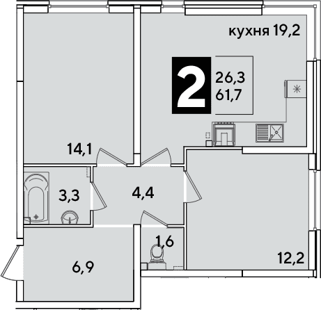 Продается 3-комн. квартира, 61.7 м²