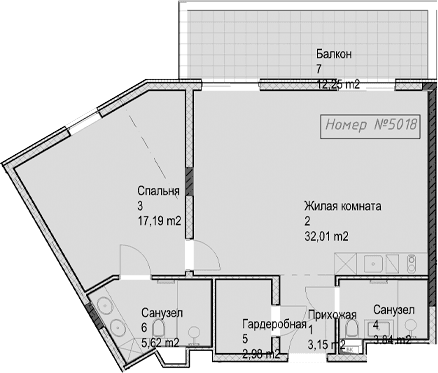 Продается 2-комн. квартира, 64.74 м²