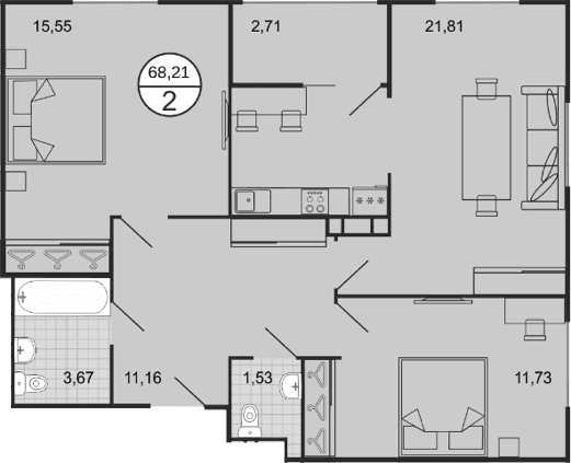 Продается 3-комн. квартира, 65.5 м²