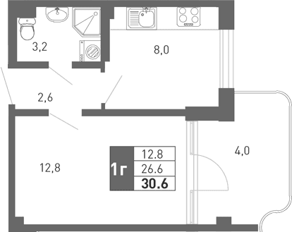 Продается 2-комн. квартира, 25.5 м²