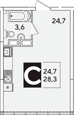 Продается 1-комн. квартира, 28.3 м²