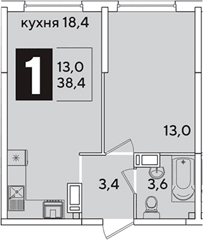 Продается 2-комн. квартира, 38.4 м²