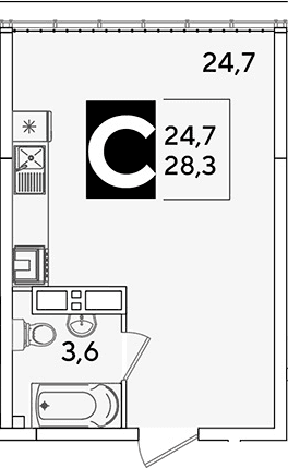 Продается 1-комн. квартира, 28.3 м²