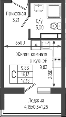 Продается 1-комн. квартира, 16.13 м²