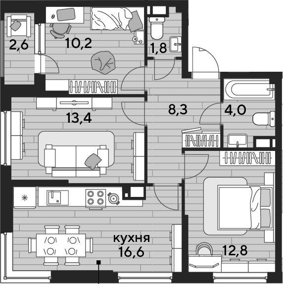 Продается 3-комн. квартира, 67.1 м²