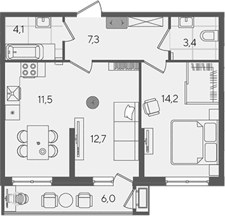 Продается 2-комн. квартира, 53.2 м²