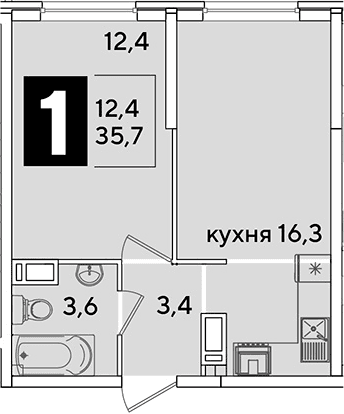 Продается 2-комн. квартира, 35.7 м²