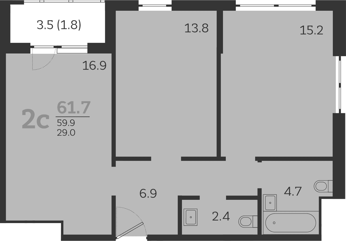 Продается 3-комн. квартира, 59.9 м²