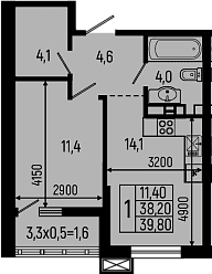 Продается 1-комн. квартира, 38.2 м²