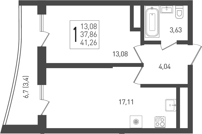Продается 2-комн. квартира, 39.1 м²