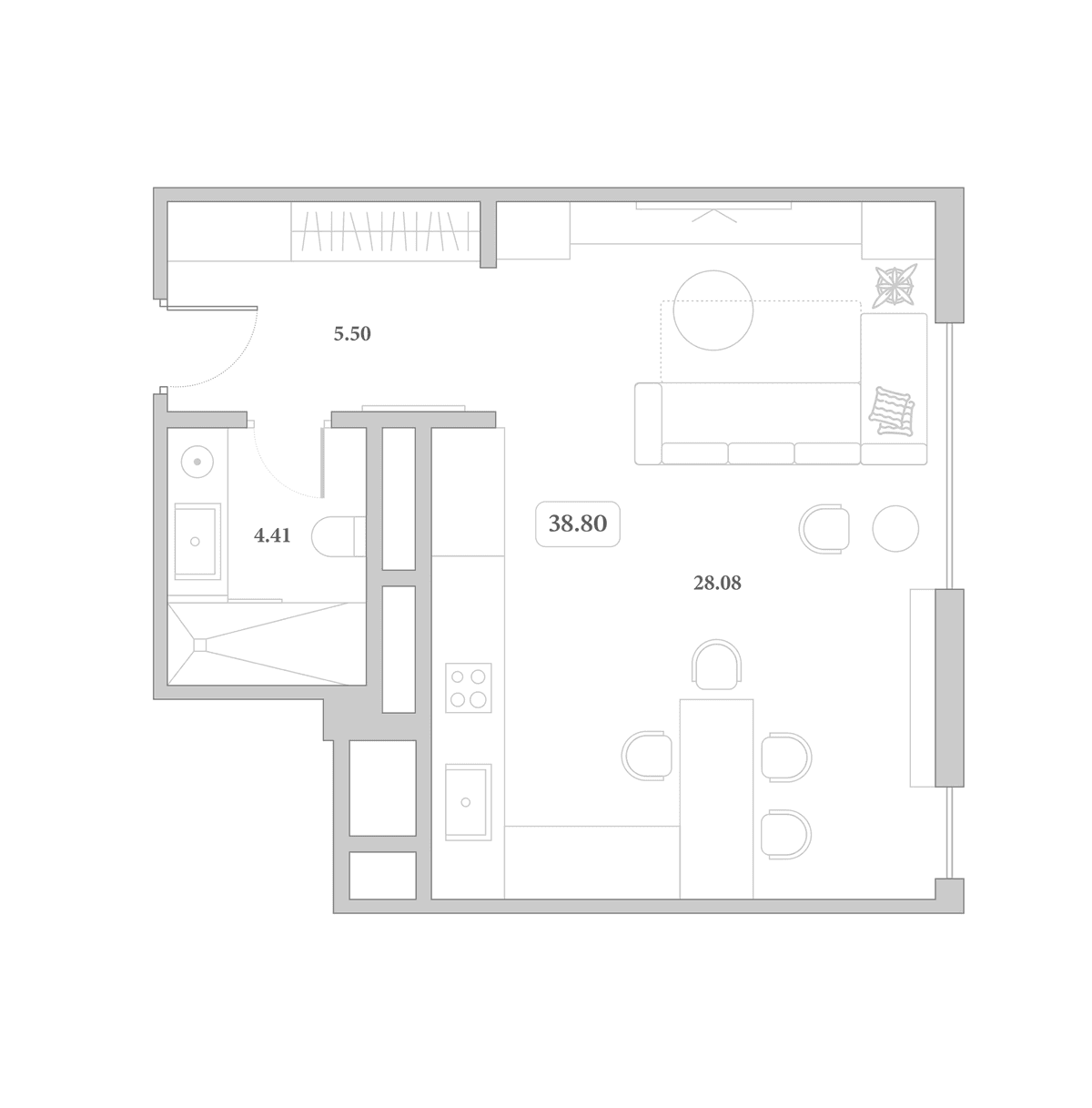 Продается 1-комн. квартира, 38.8 м²