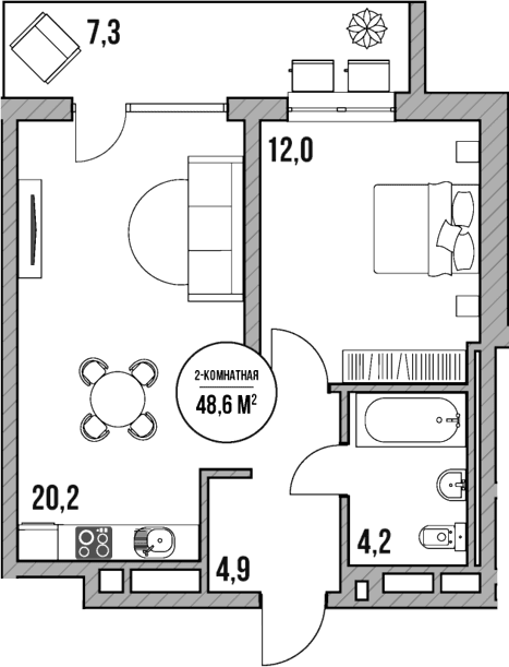 Продается 2-комн. квартира, 41.3 м²