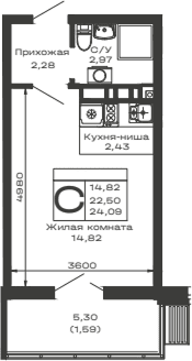 Продается 1-комн. квартира, 22.5 м²