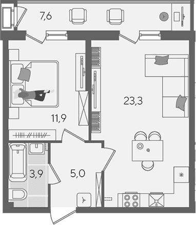 Продается 2-комн. квартира, 44.1 м²