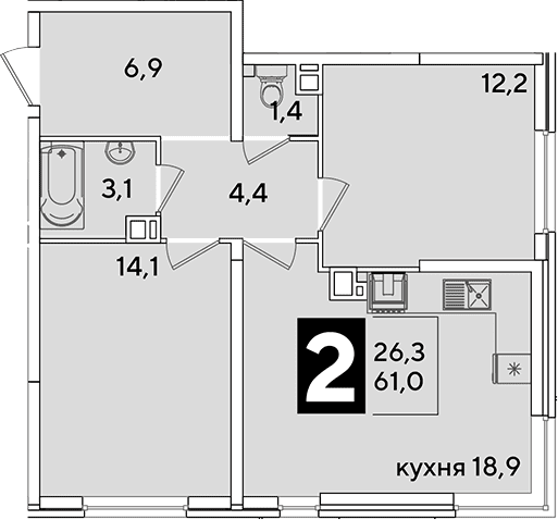 Продается 3-комн. квартира, 61 м²