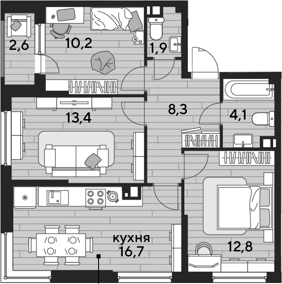 Продается 3-комн. квартира, 67.4 м²