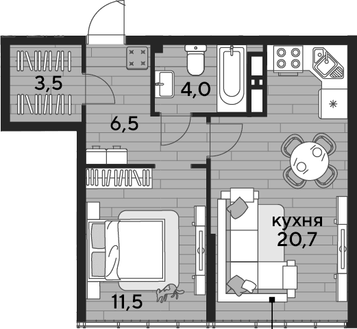 Продается 1-комн. квартира, 46.2 м²