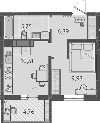 Продается 1-комн. квартира, 32.08 м²