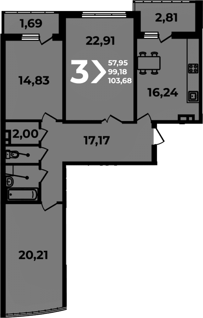 Продается 4-комн. квартира, 99.18 м²