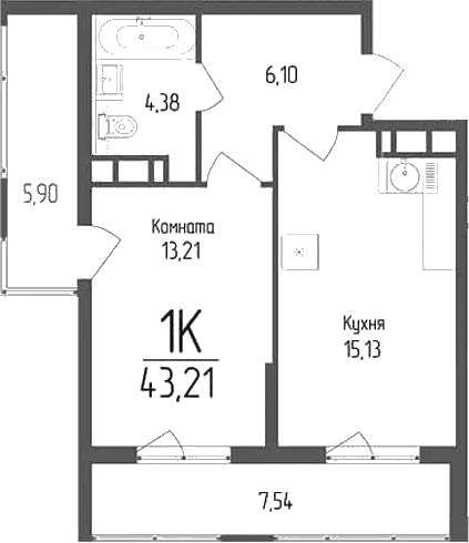 Продается 1-комн. квартира, 37.67 м²