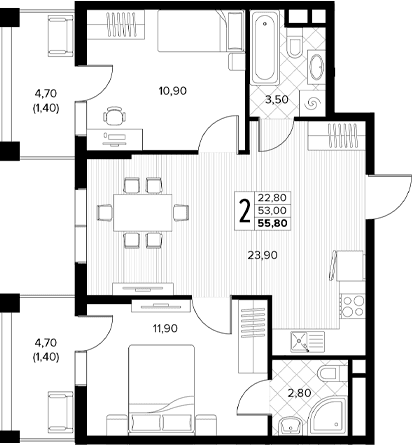 Продается 3-комн. квартира, 53 м²
