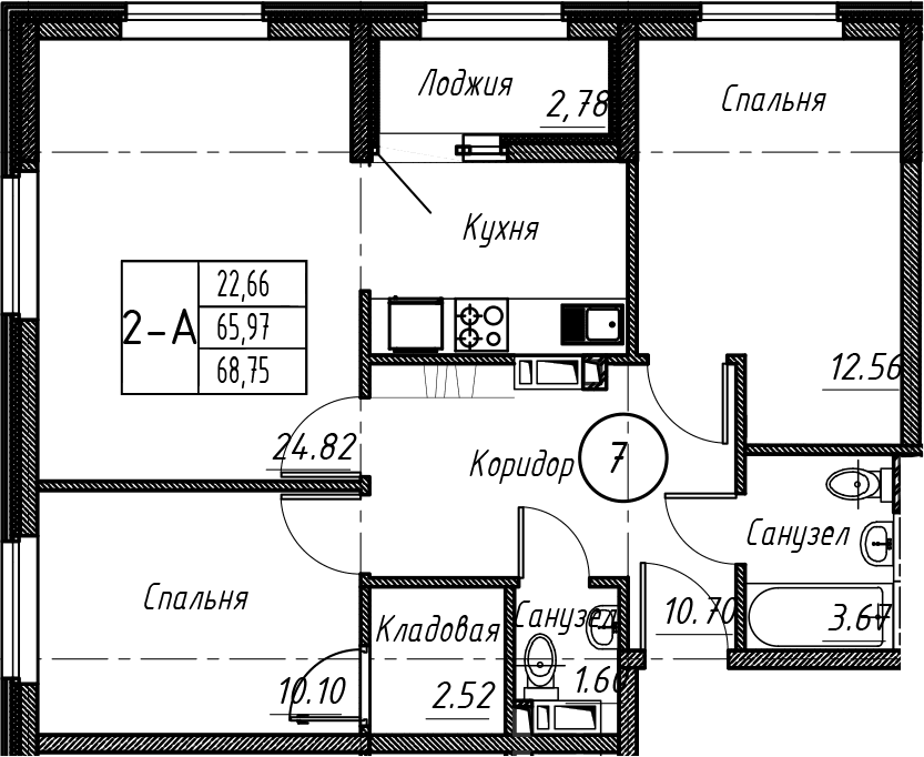Продается 3-комн. квартира, 65.9 м²