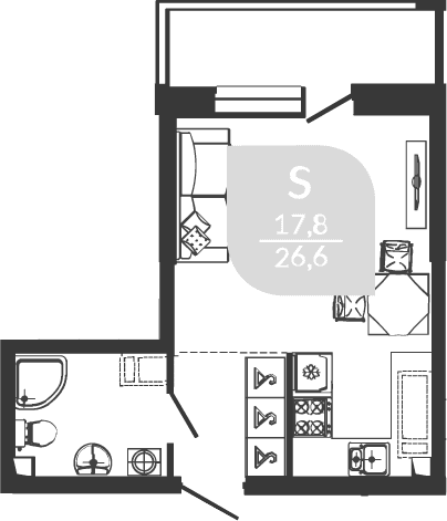 Продается 1-комн. квартира, 25.2 м²