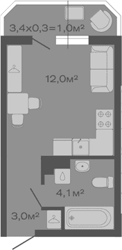 Продается 1-комн. квартира, 19.1 м²