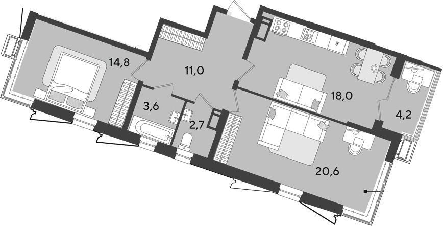 Продается 3-комн. квартира, 71.8 м²