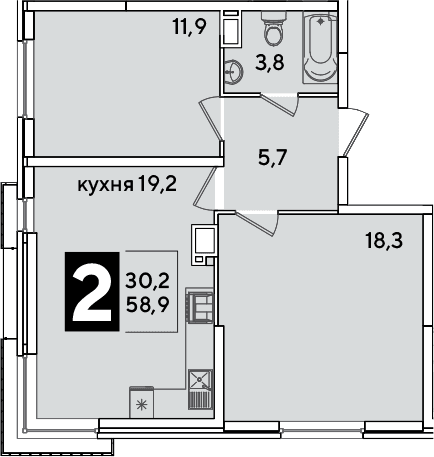 Продается 3-комн. квартира, 58.9 м²