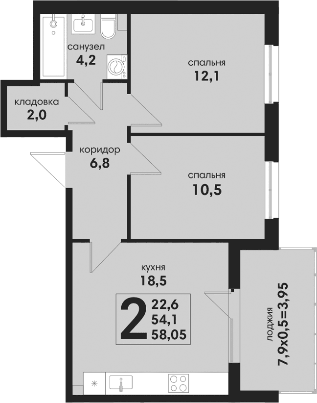 Продается 3-комн. квартира, 54.1 м²