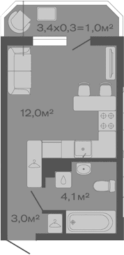 Продается 1-комн. квартира, 19.1 м²