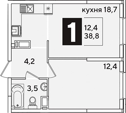 Продается 2-комн. квартира, 38.8 м²