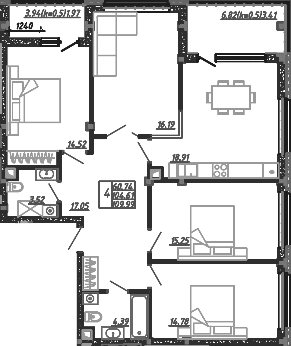 Продается 5-комн. квартира, 102.67 м²