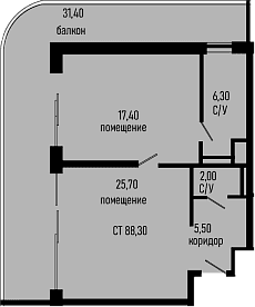 Продается 1-комн. квартира, 56.9 м²