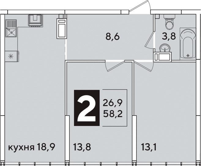 Продается 3-комн. квартира, 58.2 м²