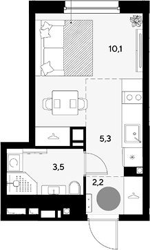Продается 1-комн. квартира, 21.1 м²