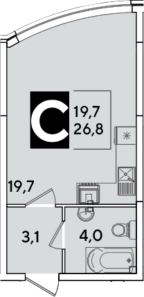 Продается 1-комн. квартира, 26.8 м²